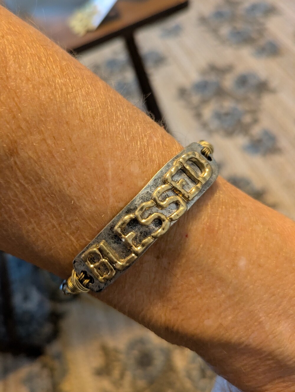 Blessed Two-Tone Metal Wire Bracelet